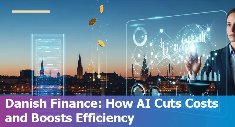 Dashboard visualising AI cost savings for financial services in Denmark with Gefion supercomputer icon