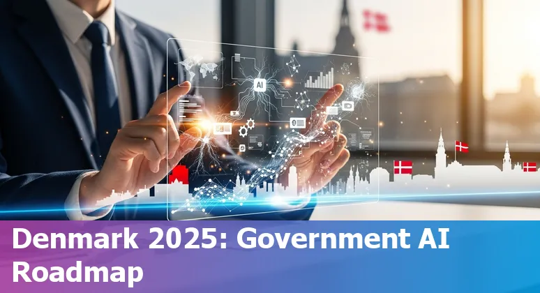 Illustration of AI in Denmark government 2025 showing Børge assistant, DDPA and sandboxes in Denmark
