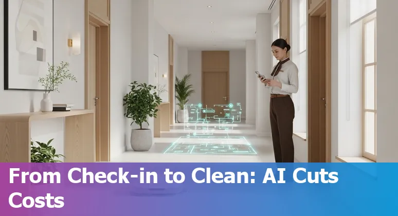 Hospital hotel staff using an AI dashboard to manage energy, pricing and guest messages in Denmark