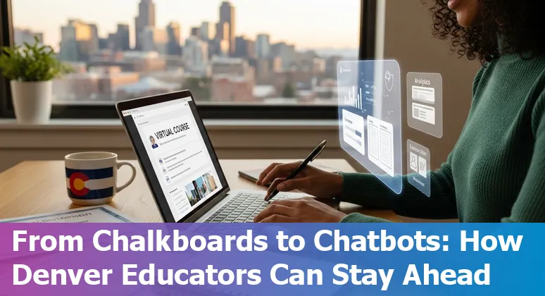 Denver classroom with teacher, AI icons overlay showing lesson plans, schedules, and translation tools.