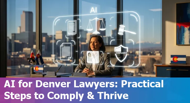 Denver, Colorado legal professional using AI tools with SB 24-205 and OIT guidance visible on screen
