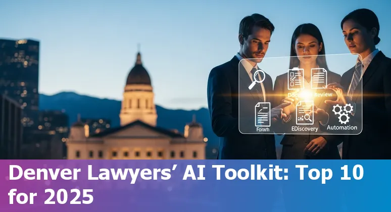Denver lawyer using AI tools on laptop with Denver skyline in background