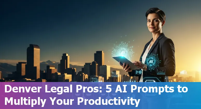 Denver lawyer using AI prompts on laptop with Colorado skyline in background.