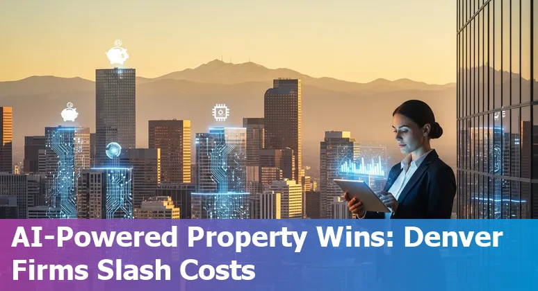 Denver, Colorado skyline with AI icons showing real estate cost savings and efficiency