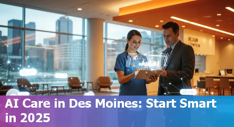 Healthcare AI planning meeting in Des Moines, Iowa with DMU and DMACC resources in 2025