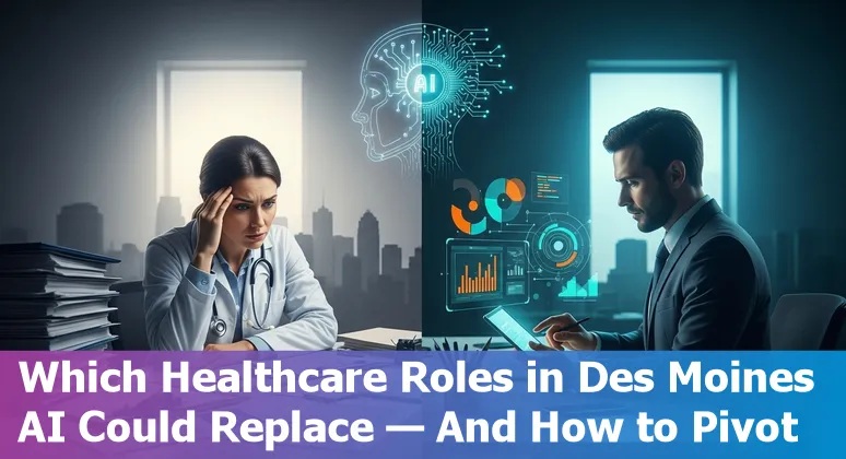 Des Moines healthcare workers reviewing AI impact on hospital jobs with training resources visible