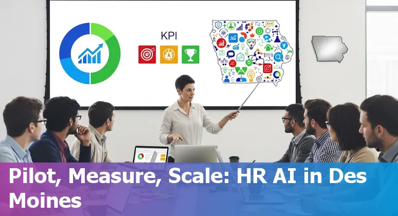 HR professional using AI tools in an office in Des Moines, Iowa, USA in 2025