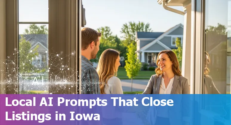 Des Moines real estate agent using AI tools on a laptop with Principal Park in the background.