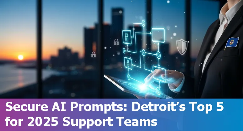 Customer service team in Detroit using AI prompts with ChatGPT Teams and Microsoft Copilot on a laptop.