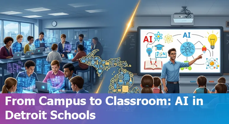 Students and educators in Detroit using AI tools like ChatGPT and GitHub Copilot for classroom lessons and community mobility projects.