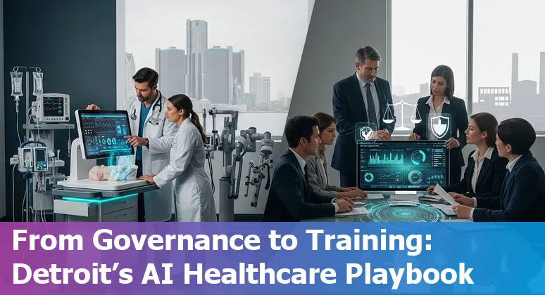 Healthcare AI in Detroit, Michigan 2025: clinicians and AI tools in a Detroit hospital setting