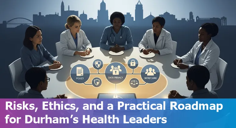 Healthcare AI team meeting with Duke Health in Durham, North Carolina, discussing AI adoption in 2025