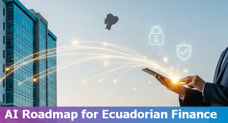 AI transformation concept for Ecuador financial services in 2025 showing data, security, and customer service in Ecuador