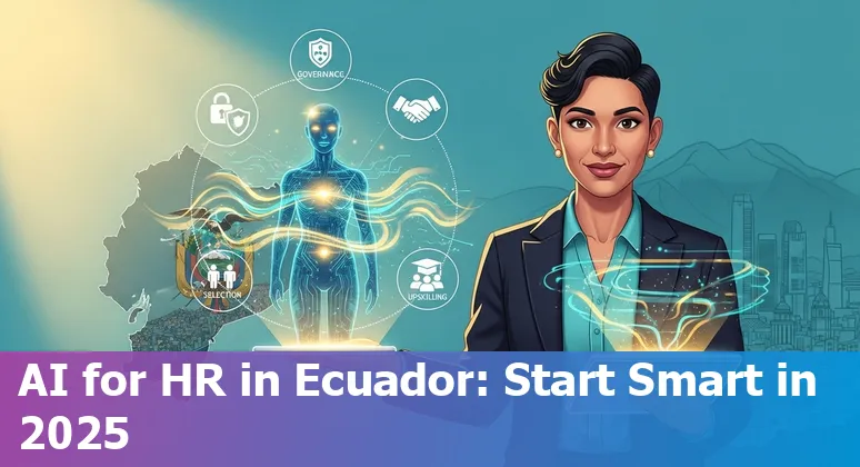 HR professional in Ecuador reviewing an AI-powered HR dashboard on a laptop