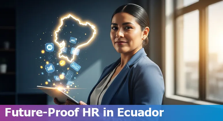Ecuador HR team reviewing AI dashboard in Quito — HR and AI in Ecuador, 2025