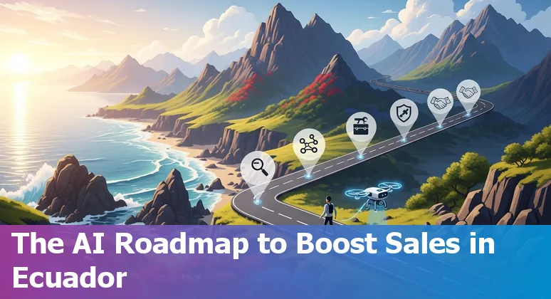 Sales professional in Ecuador using AI sales tools on a laptop with CRM dashboards showing integrations and analytics