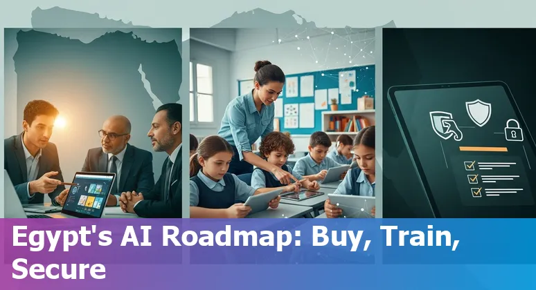 Students and teachers using AI-enabled tablets in a classroom in Egypt, 2025