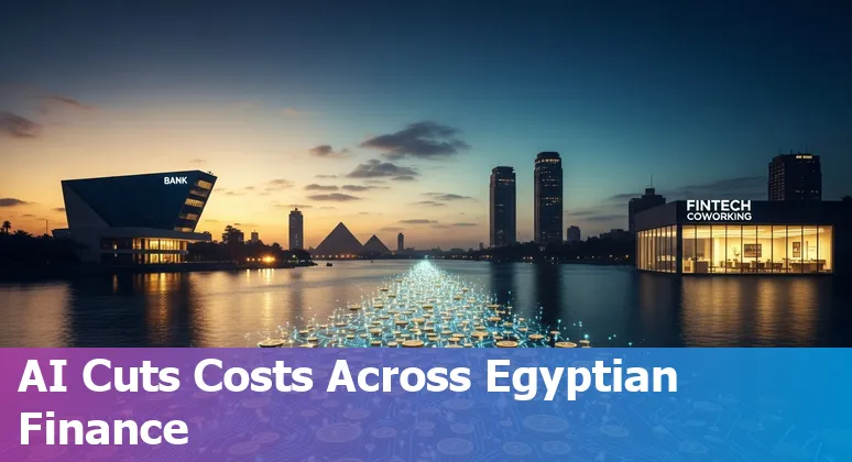 Dashboard showing AI-driven cost savings in financial services in Egypt with fintech logos like Fawry and PayMob