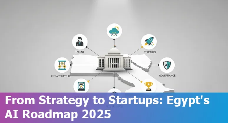 Illustration of AI in Egypt 2025 showing government, strategy, and tech ecosystem in Egypt