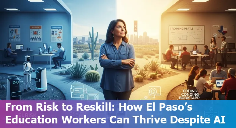 El Paso educators discussing AI impact on school jobs with a city skyline backdrop