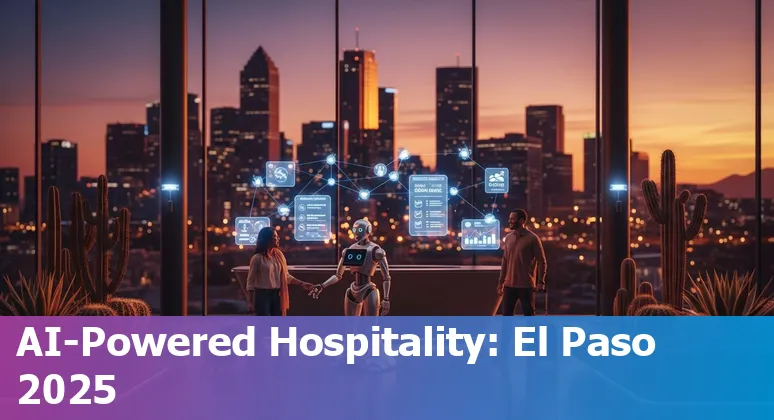 Hotel lobby with AI chatbot kiosk in El Paso, Texas — 2025 hospitality technology guide