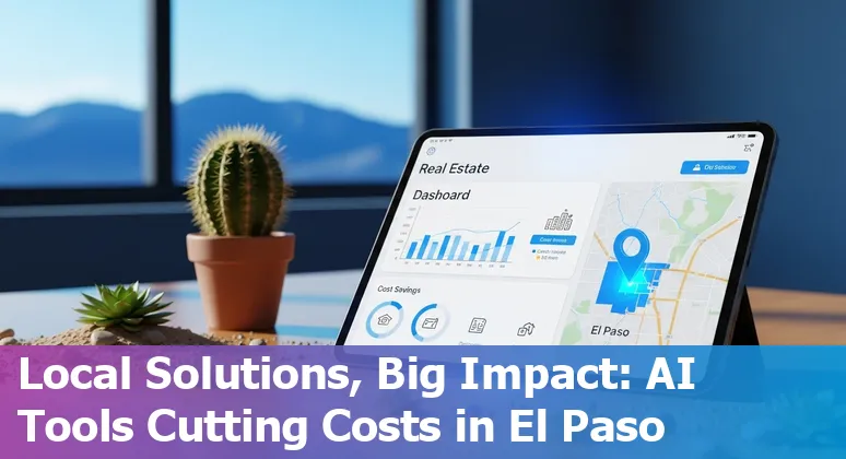 AI-enabled real estate operations in El Paso, Texas, US showing parcel maps, smart building systems, and energy dashboards