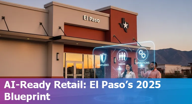 Retail store with AI tools and El Paso, Texas skyline in 2025