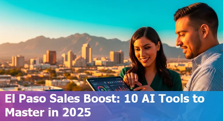 El Paso sales team using AI tools on laptops with Franklin Mountains skyline in background