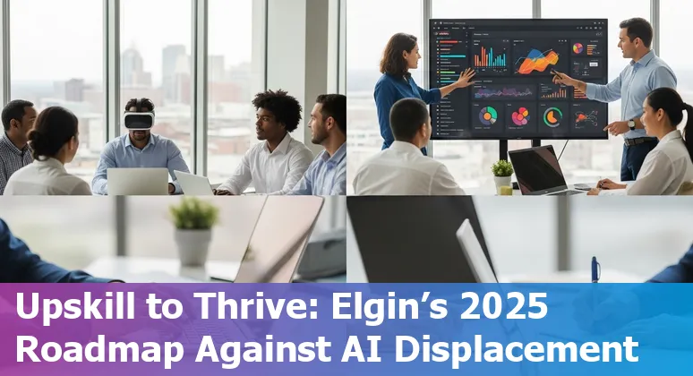 Customer service agent using AI tools in Elgin, Illinois office — hybrid human + AI support in 2025