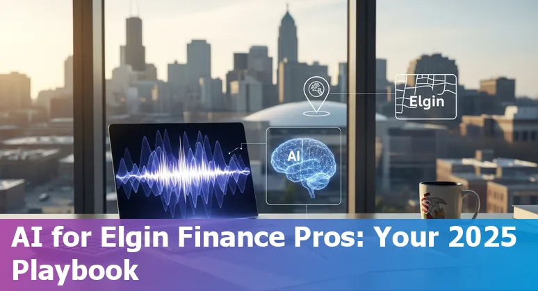 Finance professional using AI tools in Elgin, Illinois office, 2025
