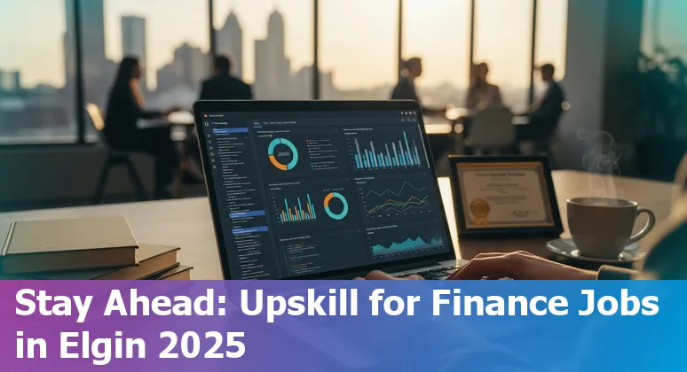 Finance professional using AI tools in Elgin, Illinois office — 2025 workforce and upskilling concept