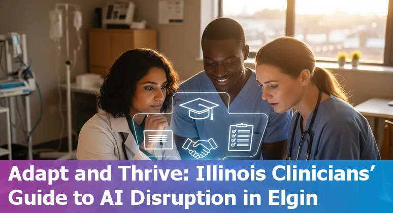 Elgin healthcare worker using AI dashboard next to medical imaging displays