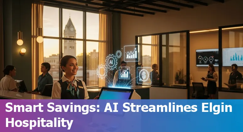 Hotel front desk using AI chatbot and smart systems in Elgin, Illinois, US