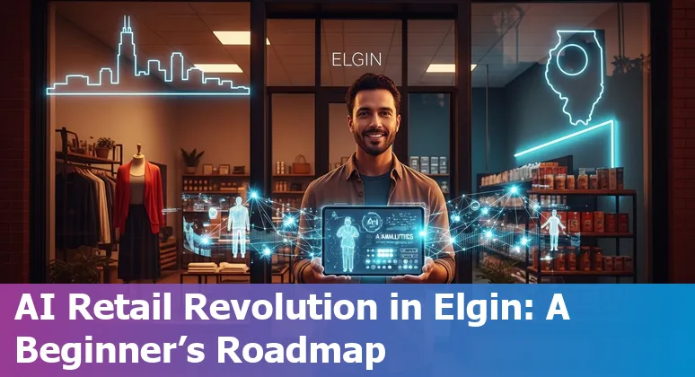 Retail store using AI dashboard in Elgin, Illinois showing sales, inventory, and tax rate (8.0%)