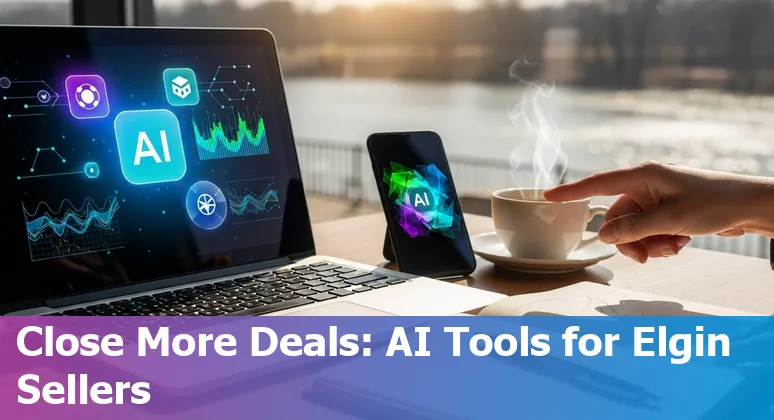 Sales professional using AI tools in Elgin, Illinois in 2025, with local tax and outreach templates visible