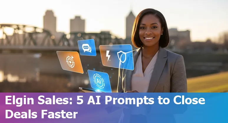 Sales professional in Elgin using AI prompts on a laptop to draft outreach and proposals