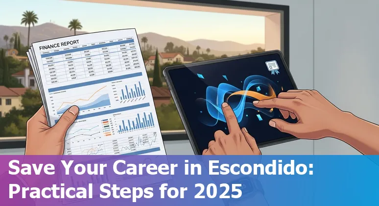 Finance professionals in Escondido, California reviewing AI tools and training plans in 2025