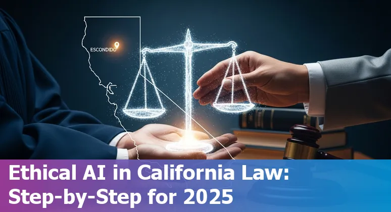Escondido California legal professionals using AI tools in 2025, reviewing contracts on a laptop