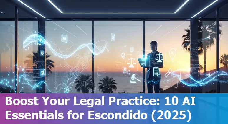 Escondido attorney using AI tools on a laptop with legal documents and San Diego map in background