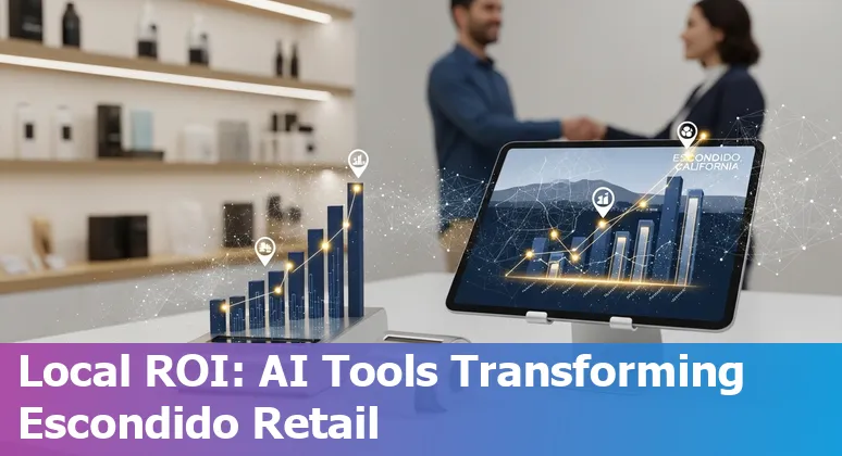 Retail employees using AI-powered inventory tablet in a store in Escondido, California, USA