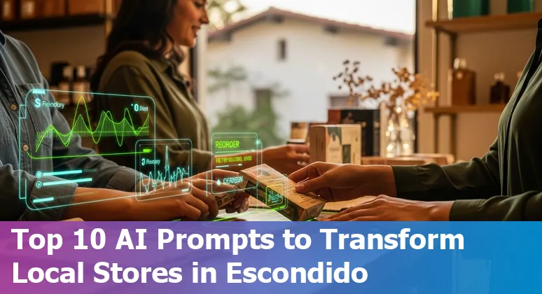 Store manager using AI dashboard for demand forecasting and localized promotions in Escondido retail shop.