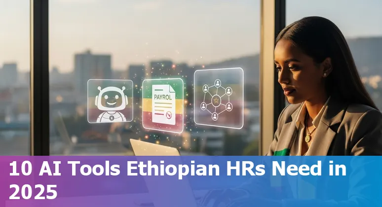 Ethiopian HR team using AI tools on mobile and laptop in an Addis Ababa office