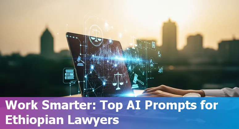 Ethiopian legal professional using AI prompts on a laptop to draft contracts and review documents