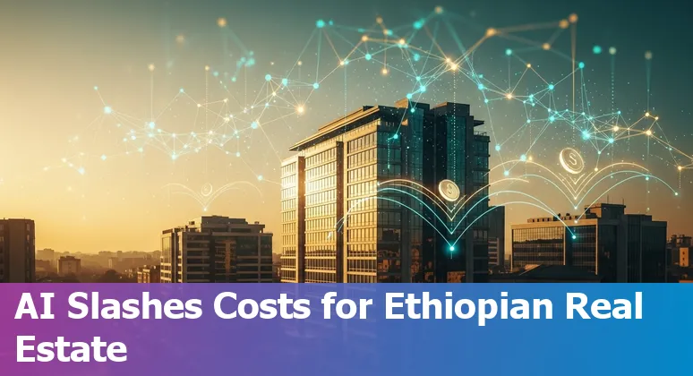 Illustration of AI tools (chatbot, virtual tour, analytics, IoT) improving real estate efficiency in Ethiopia
