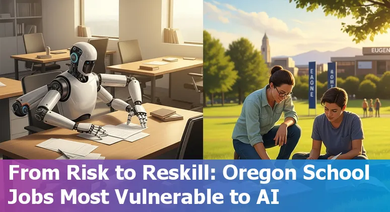 Eugene educators discussing AI tools in a classroom with University of Oregon and Lane Community College logos visible