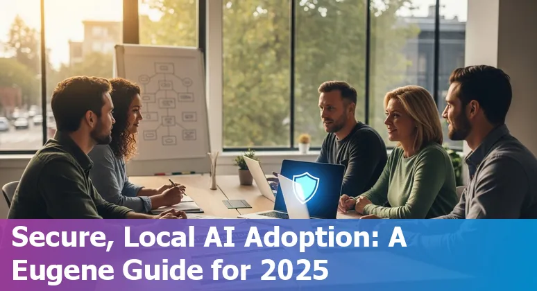 Finance professional using AI tools in Eugene, Oregon office, 2025