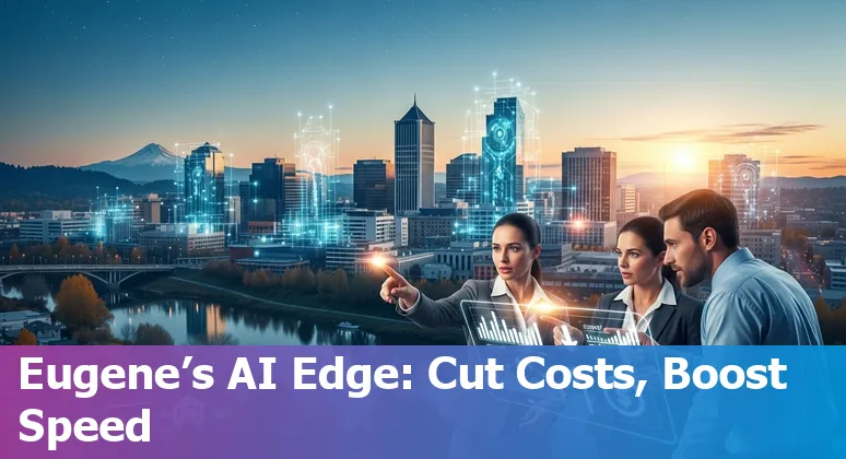 Bank employees using AI dashboards in Eugene, Oregon office to cut costs and improve efficiency