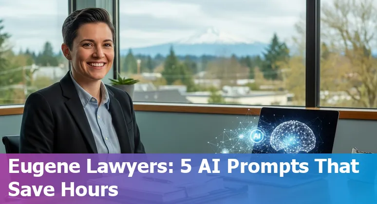 Eugene lawyer using AI on laptop with Lane County courthouse in background