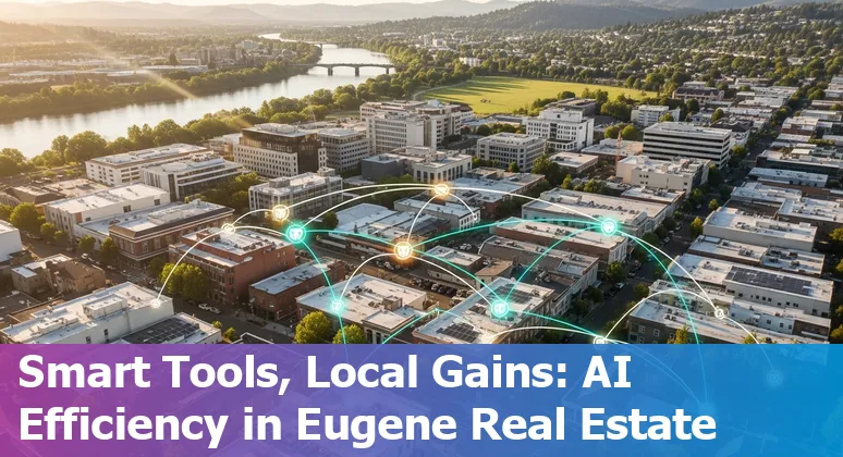 Eugene, Oregon real estate team reviewing AI-driven property data on a laptop near campus housing.