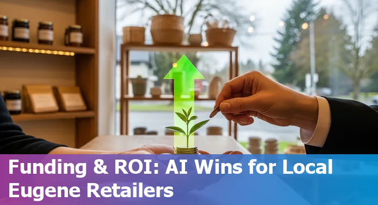 Retail shop in Eugene, Oregon showing AI-powered kiosk and UO campus visitor walking by in 2025
